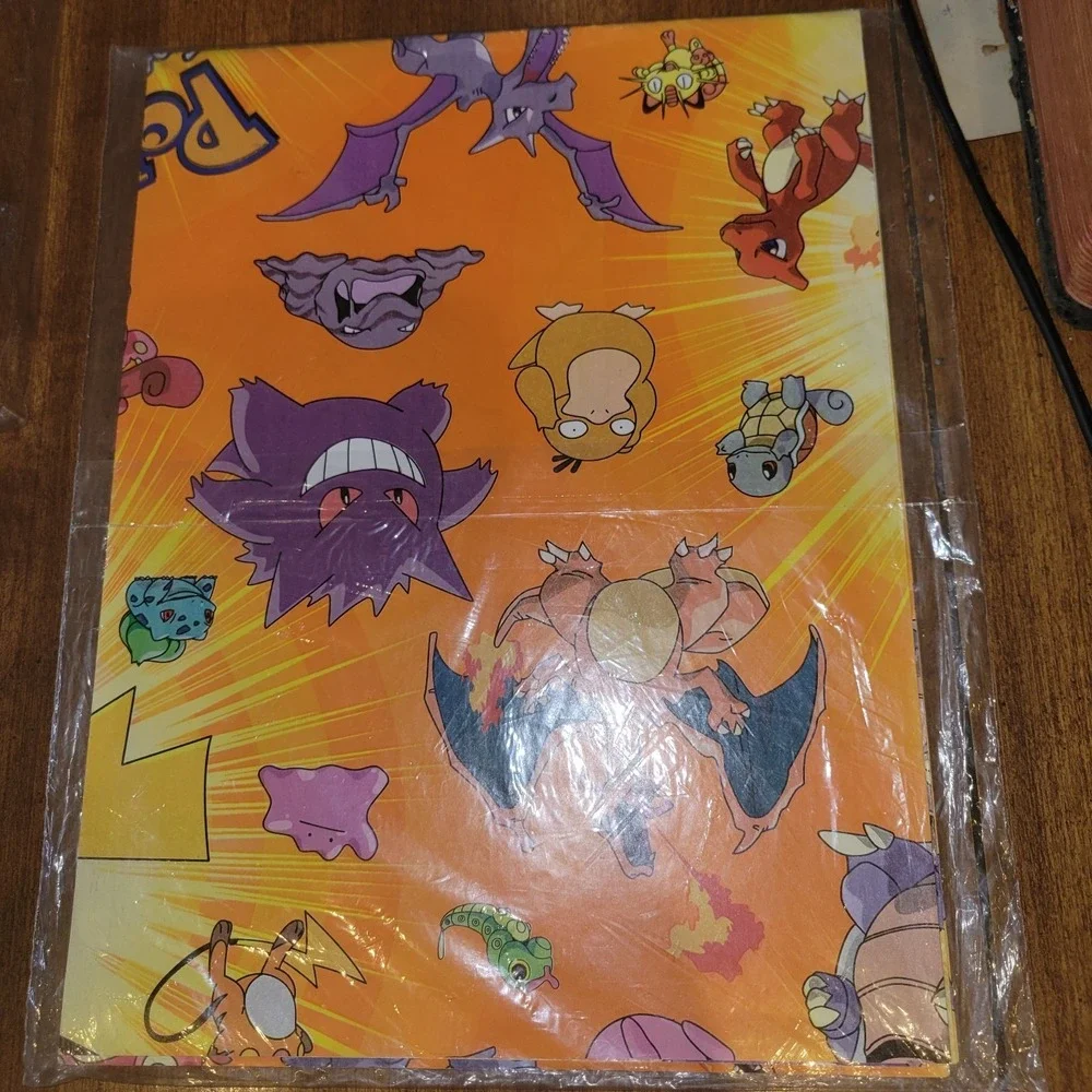 Vtg Pokémon‎ Wrapping Paper American Greetings Charizard Pikachu Gengar NOS